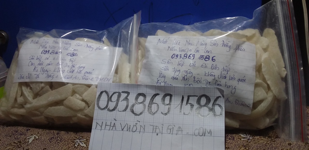 Mứt dừa non Bến Tre handmade vị truyền thống, lá dứa, cafe, sầu riêng TPHCM