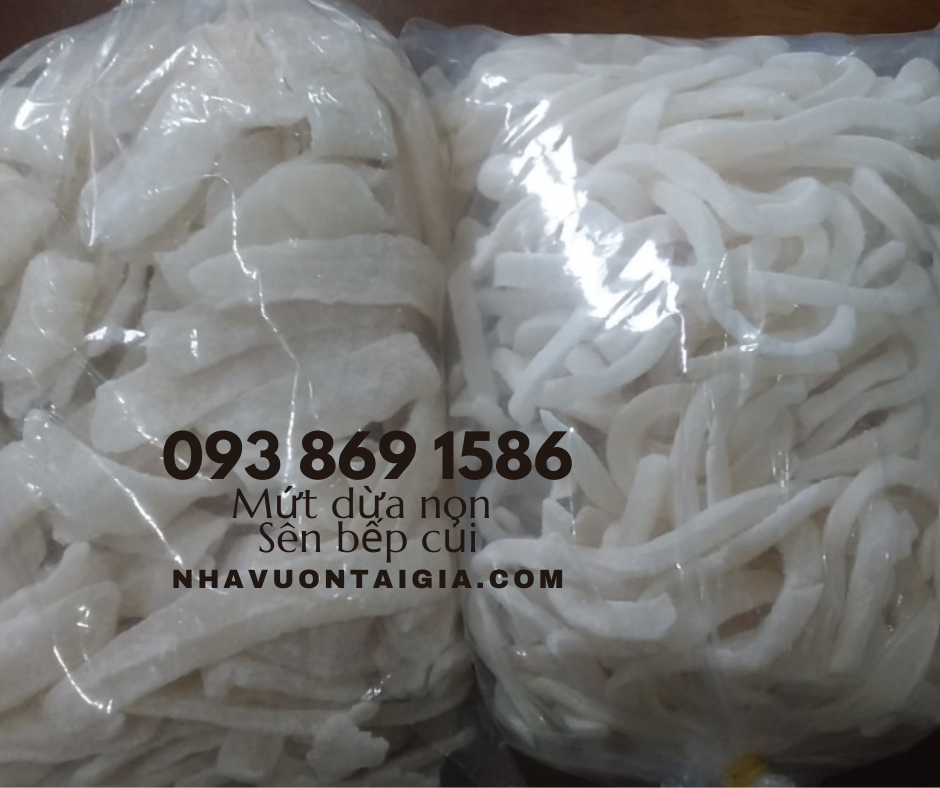 Mứt dừa non Bến Tre handmade vị truyền thống, lá dứa, cafe, sầu riêng TPHCM