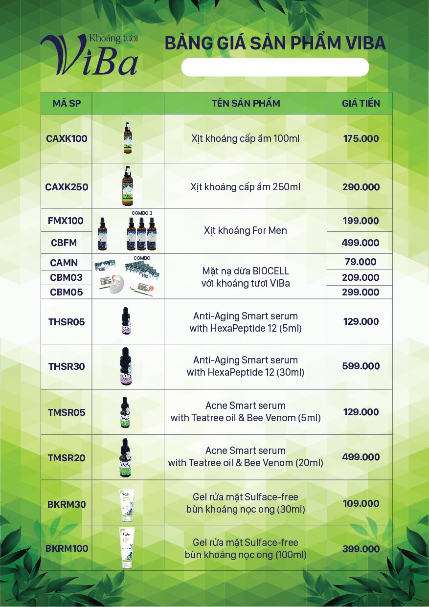 Mặt nạ Viba mặt nạ dưỡng da tốt nhất -Khoáng tươi Viba