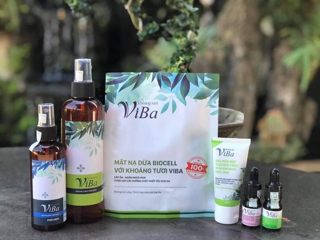 Skin care cho da mụn nam cơ bản với khoáng tươi Viba
