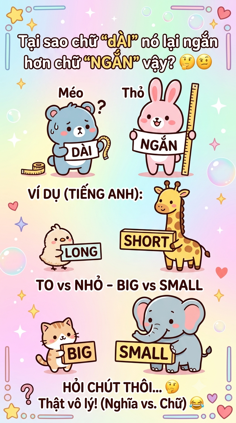 Tại sao chữ dài nó lại ngắn hơn chữ ngắn vậy? Tại sao chữ dài nó lại ngắn hơn chữ ngắn vậy?